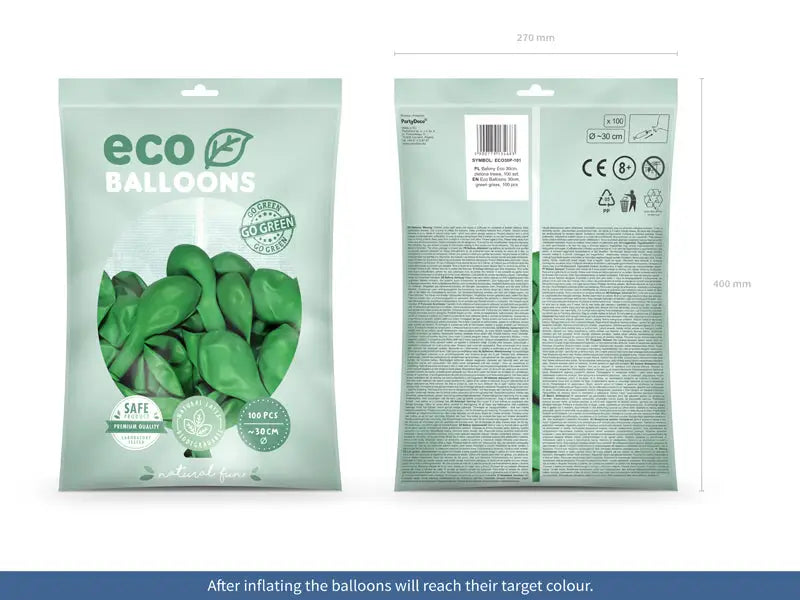 Eco Ballonger 30 cm pastell gräsgrön 100-pack