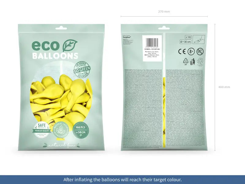 Eco Ballonger 30 cm pastell gul 100-pack