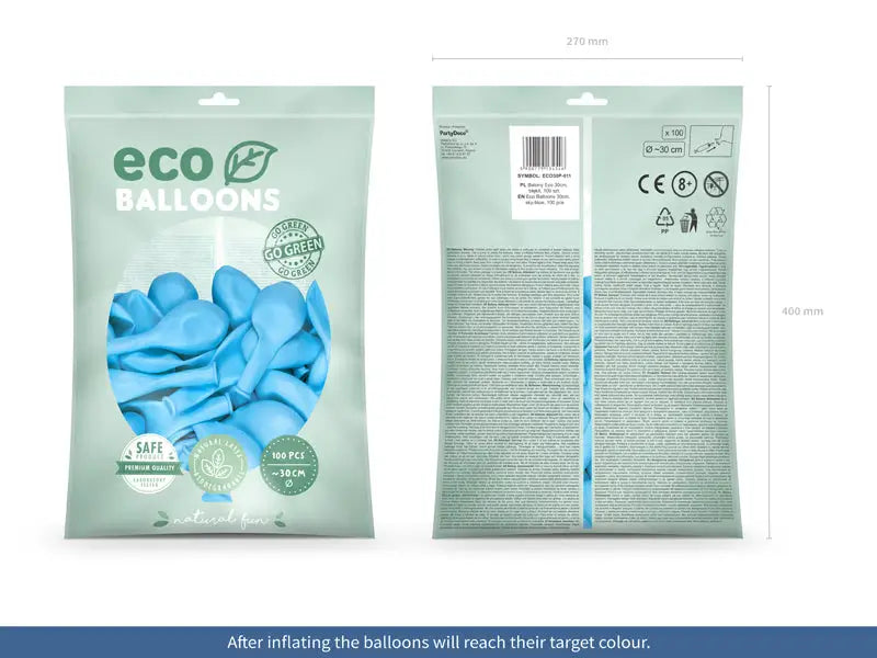 Eco Ballonger 30 cm pastell himmelsblå 100-pack