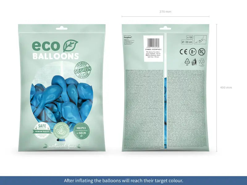 Eco Ballonger 30 cm pastell ljusblå 100-pack