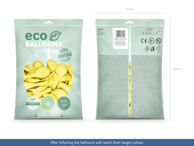 Eco Ballonger 30 cm pastell ljusgul 100-pack