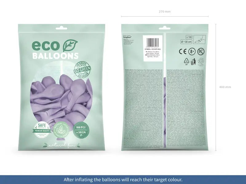 Eco Ballonger 30 cm pastell ljuslila 100-pack