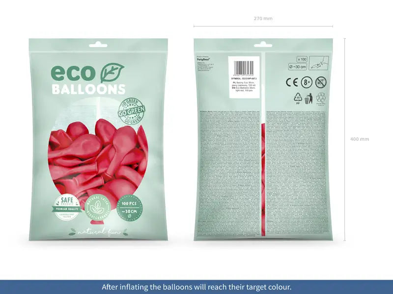 Eco Ballonger 30 cm pastell ljusröd 100-pack