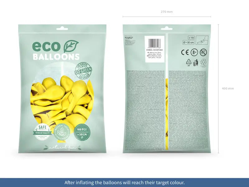 Eco Ballonger 30 cm pastell mörkgul 100-pack