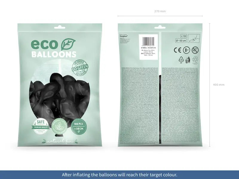 Eco Ballonger 30 cm pastell svart 100-pack