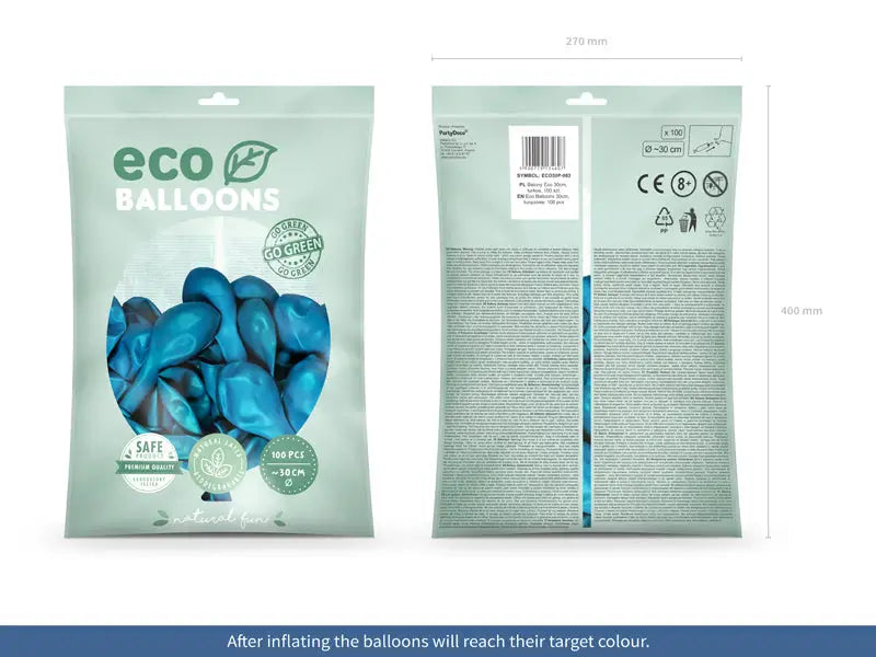 Eco Ballonger 30 cm pastell turkos 100-pack