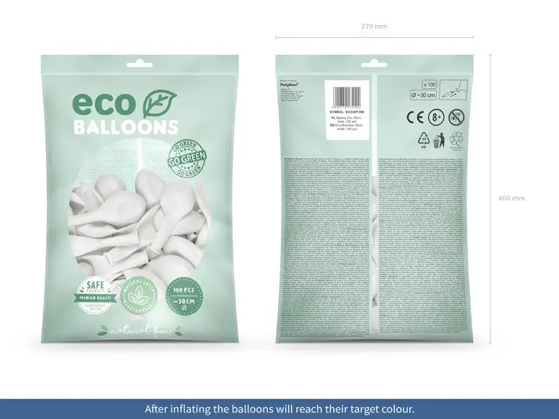 Eco Ballonger 30 cm pastell vit 100-pack