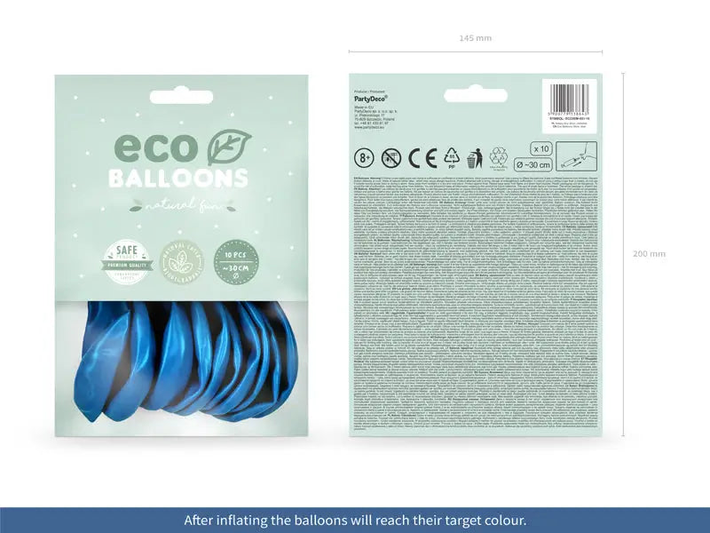 Eco Ballonger 30cm metallic blå 10-pack