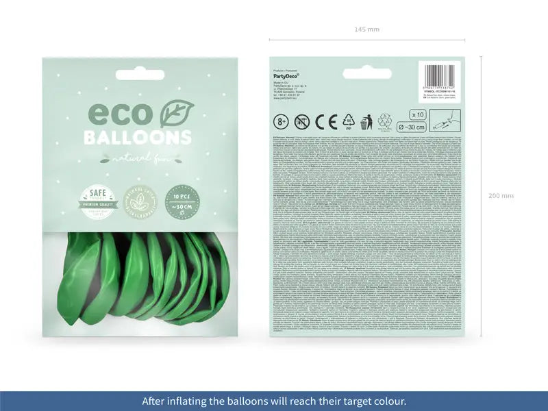 Eco Ballonger 30cm metallic gräsgrön 10-pack