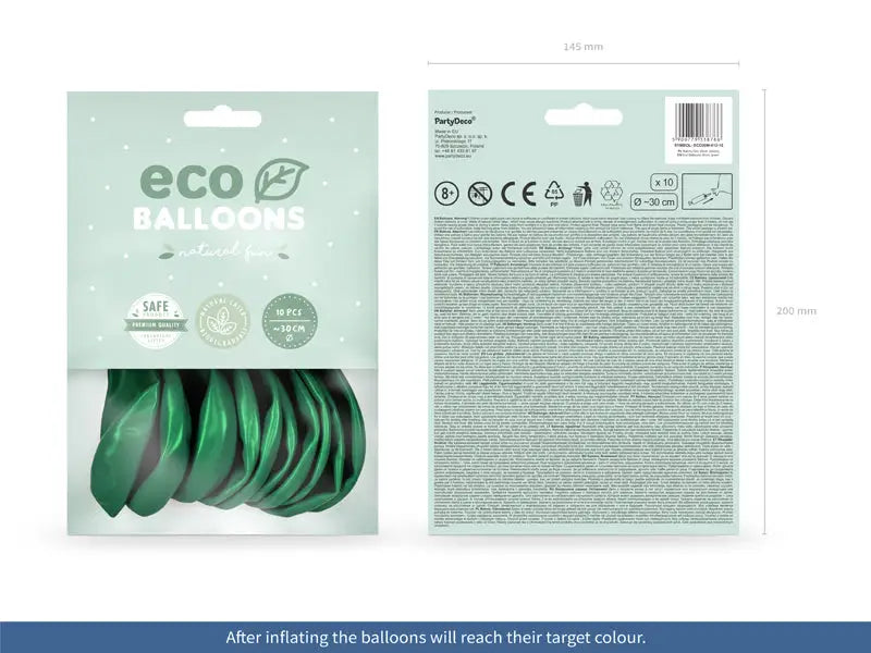 Eco Ballonger 30cm metallic grön 10-pack