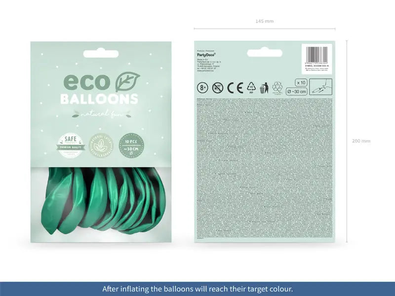 Eco Ballonger 30cm metallic mörk mint 10-pack