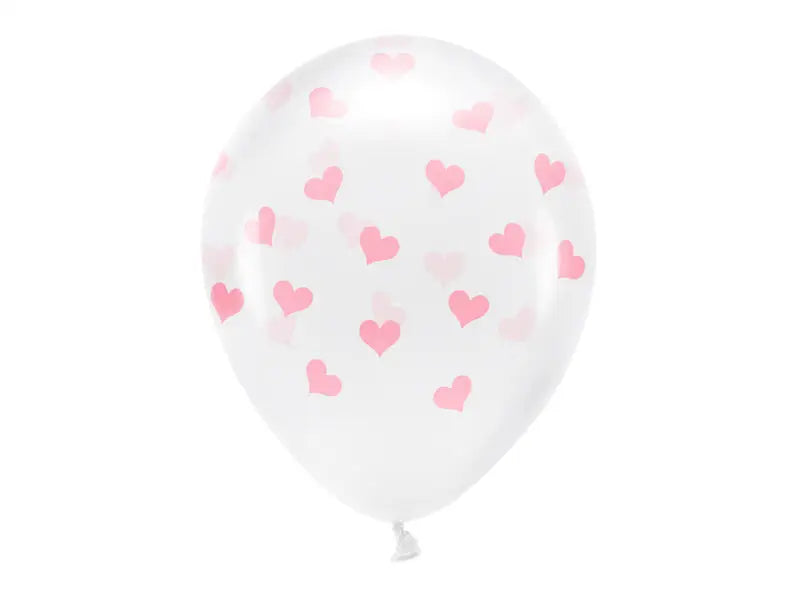 Eco Balloons 33 cm Hearts Crystal Clear (1 pkt / 6 pc.)