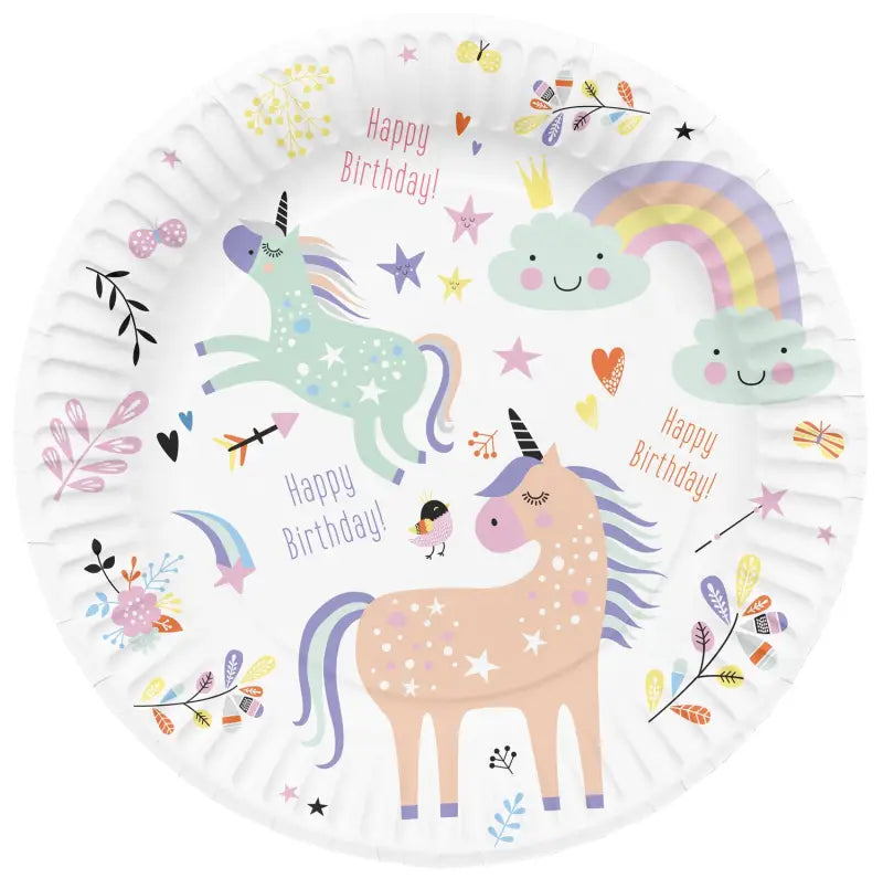 Engångstallrikar Unicorns & Rainbows - 23 cm - 8 stycken - Tallrikar