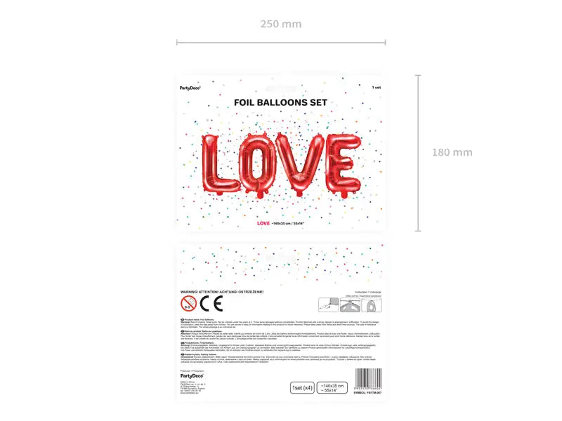 Foilballong Love 140x35 cm röd