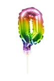 Folie Ballong Cake Topper Rainbow Number - 13 cm - Folieballong