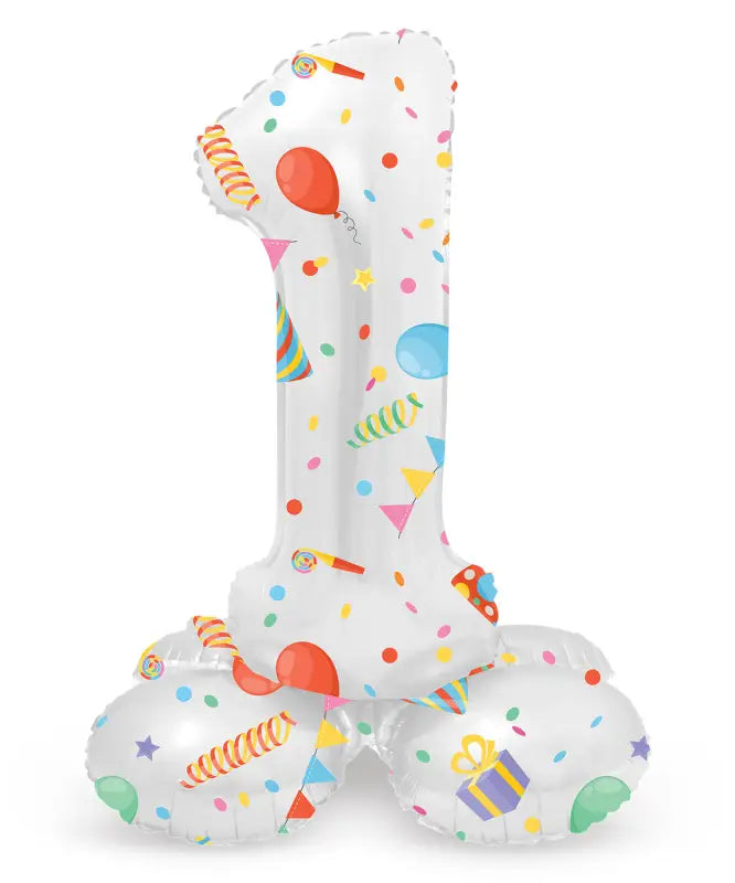 Folieballong med bas Siffror Joyful Party - 41 cm - 1 - Folieballong