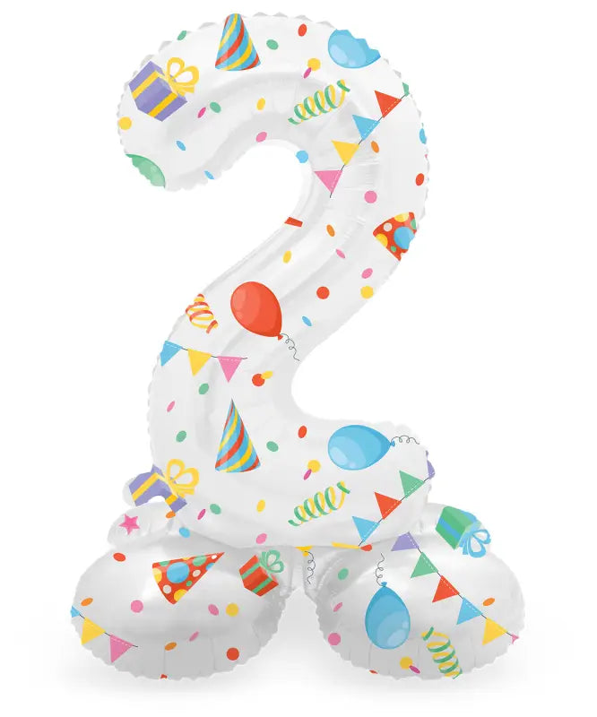 Folieballong med bas Siffror Joyful Party - 41 cm - 2 - Folieballong