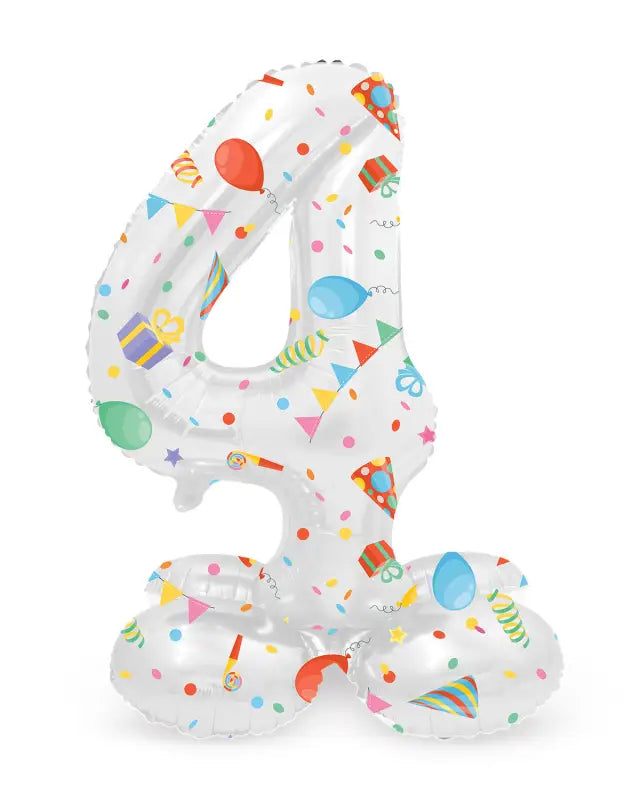 Folieballong med bas Siffror Joyful Party - 41 cm - 4 - Folieballong