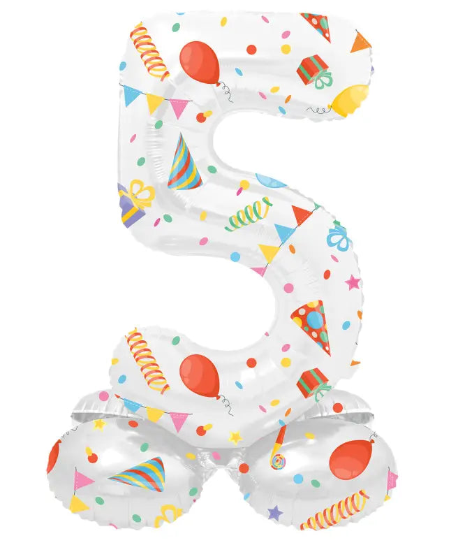 Folieballong med bas Siffror Joyful Party - 41 cm - 5 - Folieballong