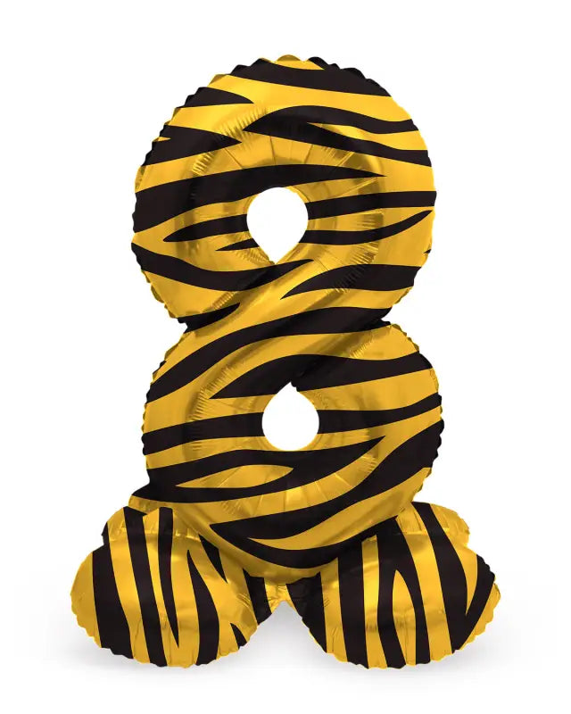 Folieballong med bas Siffror Tiger Chic - 41 cm - 8 - Folieballong