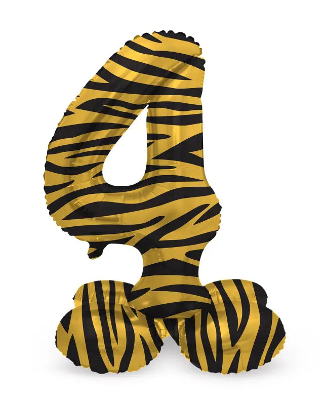 Folieballong med bas Siffror Tiger Chic - 72 cm - 4 - Folieballong