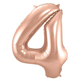 Folieballong Siffra 4 - Rosa Guld - 86 cm - Folieballong