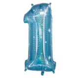 Folieballong Siffror 1 Galactic Aqua - 101 cm - Folieballong