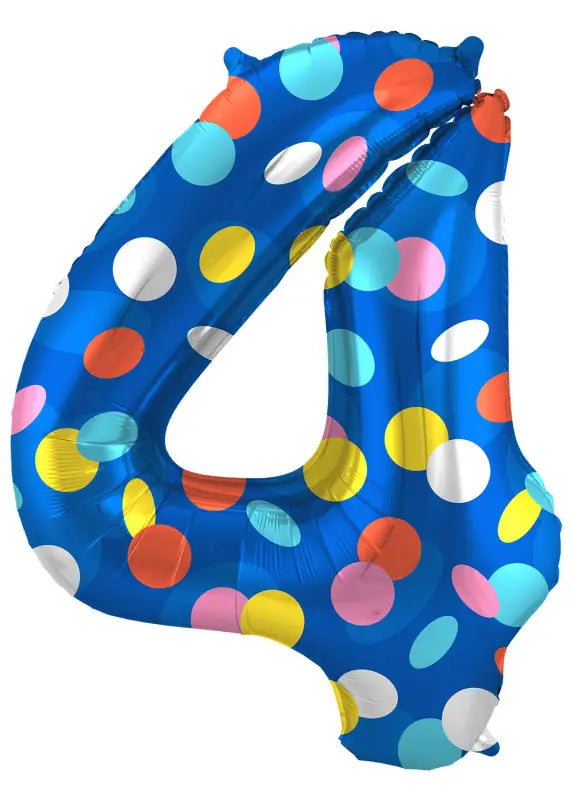 Folieballong Siffror 4 Colorful Dots - 86 cm - Folieballong