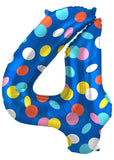 Folieballong Siffror 4 Colorful Dots - 86 cm - Folieballong