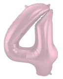 Folieballong Siffror 4 Pastellrosa Metallic Matt - 86 cm - Folieballong