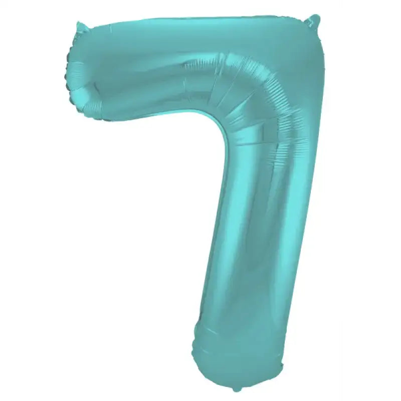 Folieballong Siffror 7 Pastell Aqua Metallic Matt - 86 cm - Folieballong