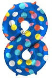 Folieballong Siffror 8 Colorful Dots - 86 cm - Folieballong