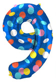 Folieballong Siffror 9 Colorful Dots - 86 cm - Folieballong