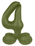 Folieballong Stående Siffra 4 - Olive Green - Ultra Matt - 72 cm - Folieballong