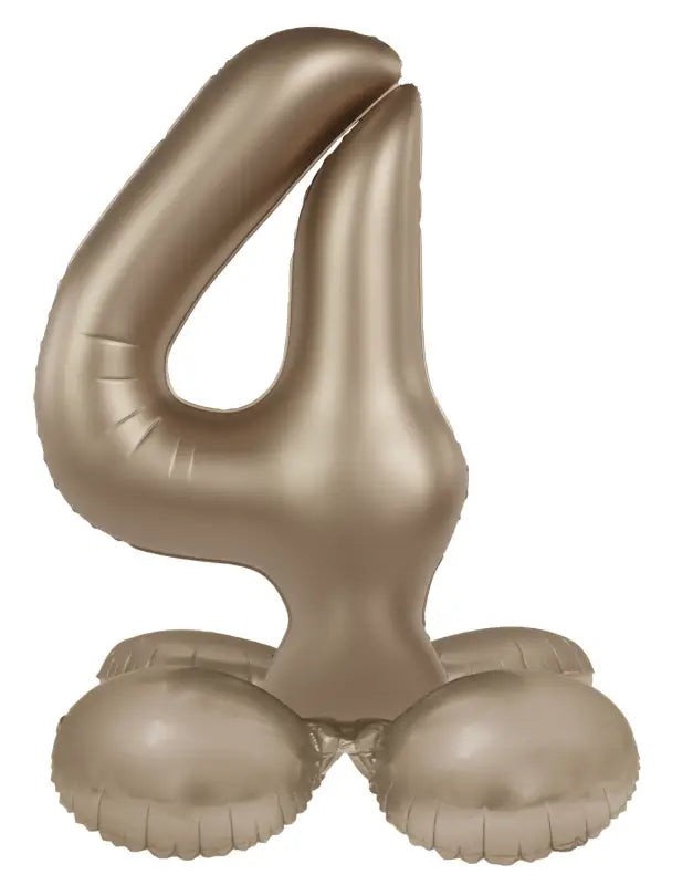 Folieballong Stående Siffra 4 - Starlight Guld - Satin Gloss - 41 cm - Folieballong