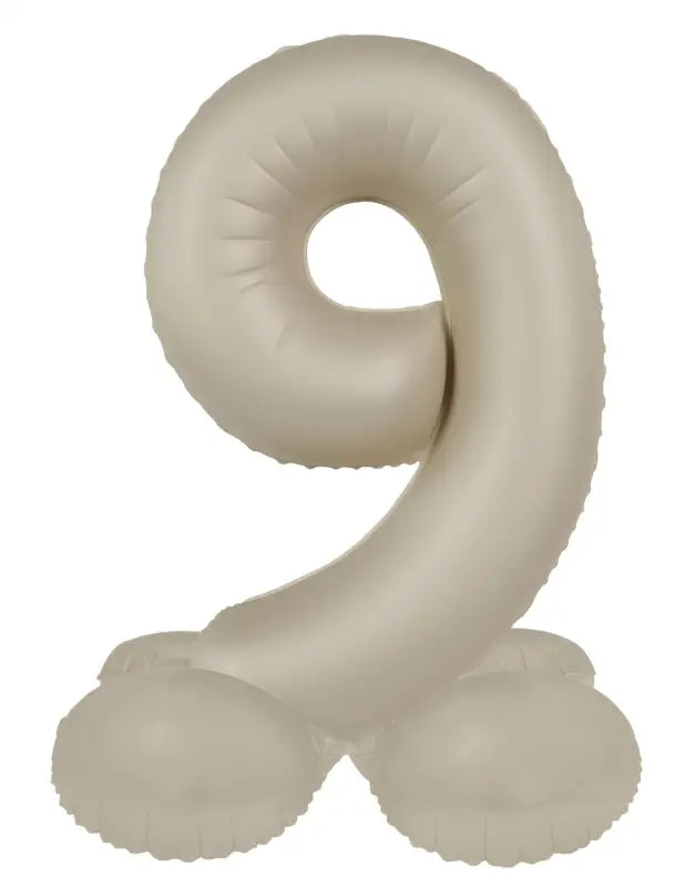 Folieballong Stående Siffra 9 - Creamy Latte - Ultra Matt - 41 cm - Folieballong