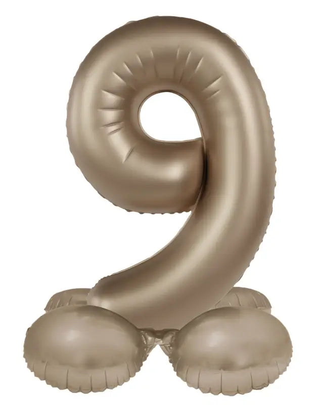 Folieballong Stående Siffra 9 - Starlight Guld - Satin Gloss - 41 cm - Folieballong