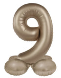 Folieballong Stående Siffra 9 - Starlight Guld - Satin Gloss - 41 cm - Folieballong