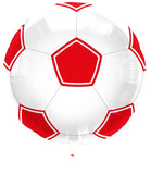 Fotbollsballong Röd / Vit Uppackad - 43cm - Folieballong