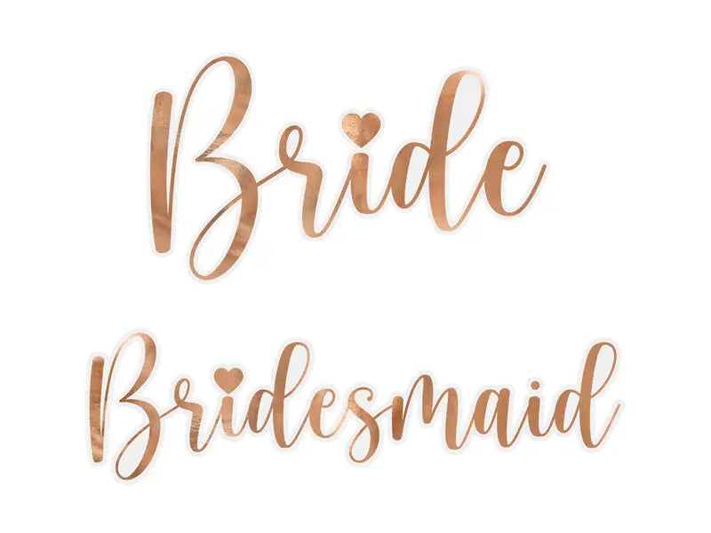 Glasdekaler ’Bride & Bridesmaid’ roséguld