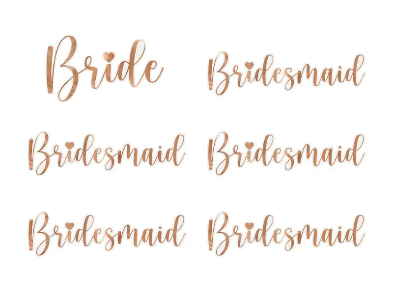 Glasdekaler ’Bride & Bridesmaid’ roséguld