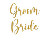 Glasdekaler ’Bride & Groom’ guld