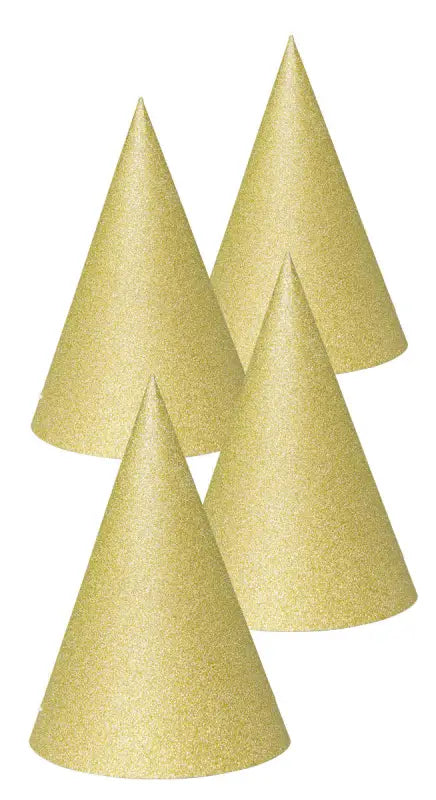 Guld Glitter Partyhattar 16cm - 4 st - Partyhattar