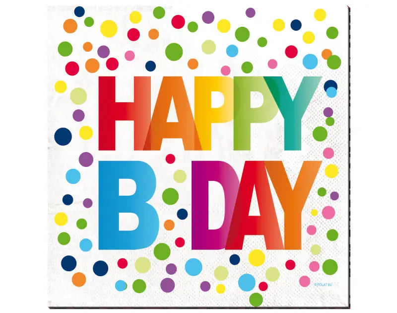 Happy Bday Dots Servetter 33 x 33 cm - 20 pack - Servetter