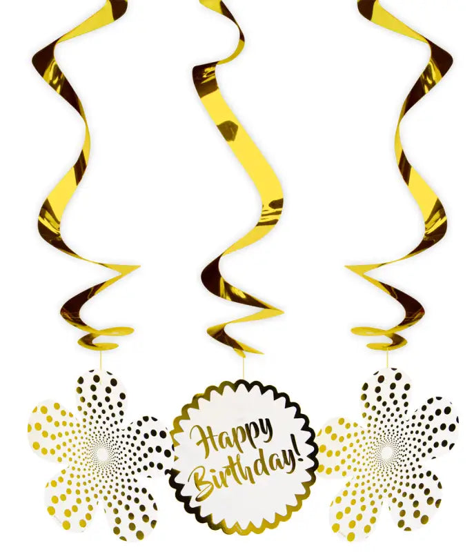 HBD Luxury Gold Hanging dekoration - 3 stycken - Dekoration