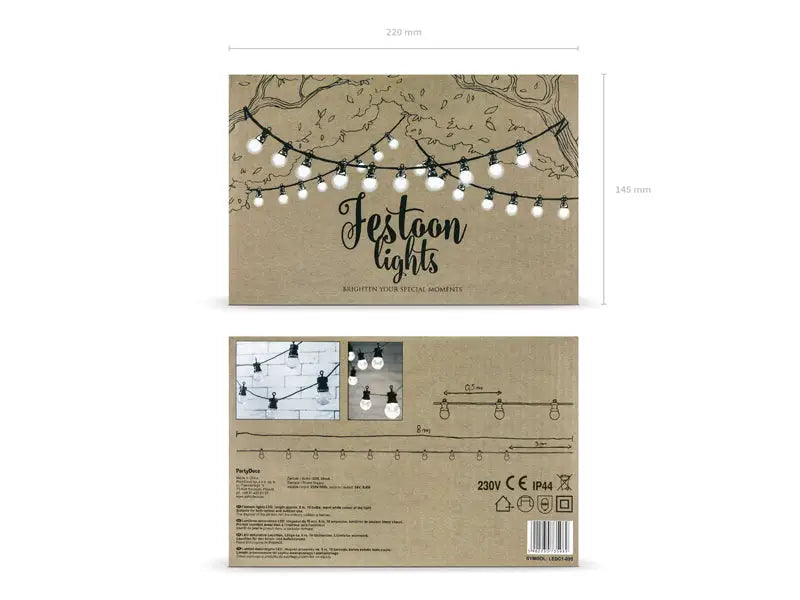 LED Festoon lights black 5m doesn’t contain UK plug