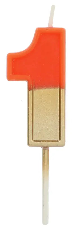 Ljus Retro Nummer 1 Orange - 5 cm - Ljus