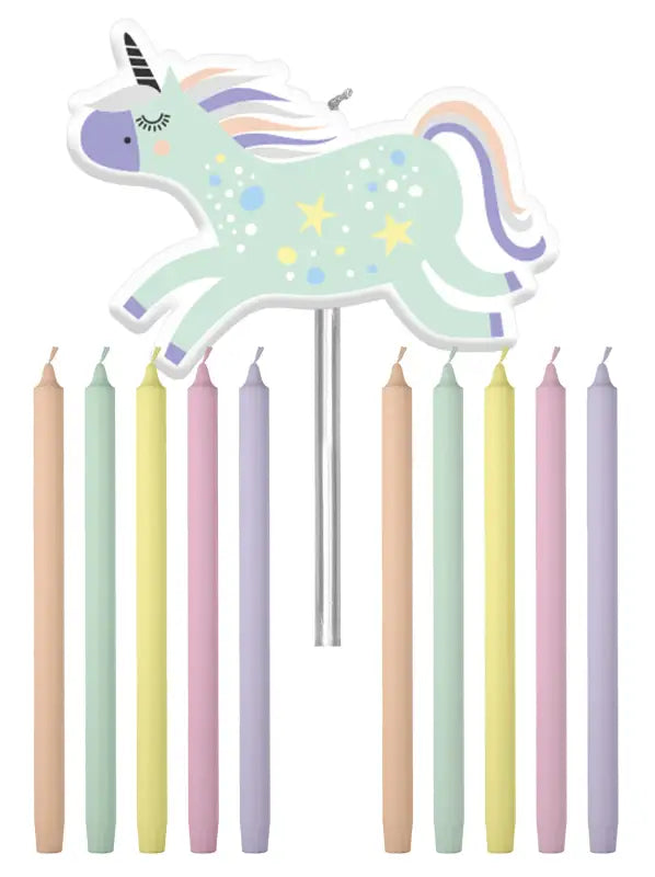 Ljus Unicorns & Rainbows 10cm - 11 stycken - Ljus