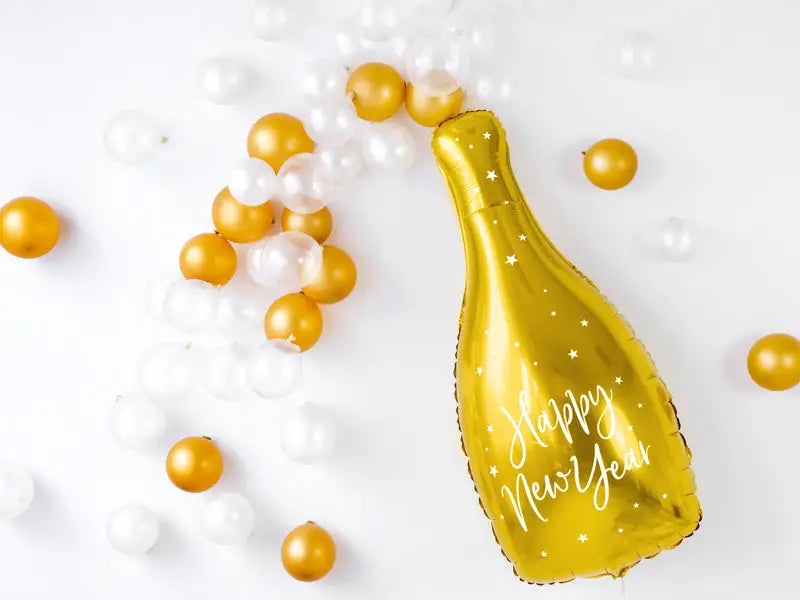 Folieballong Bottle - Happy New Year guld