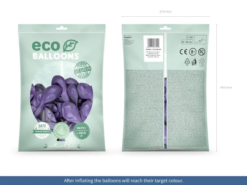 Metallic Eco Ballonger lavendel 100-pack